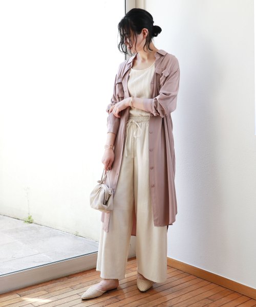 セール レーヨンとろみ素材長袖シャツワンピース アンドミー And Me D Fashion