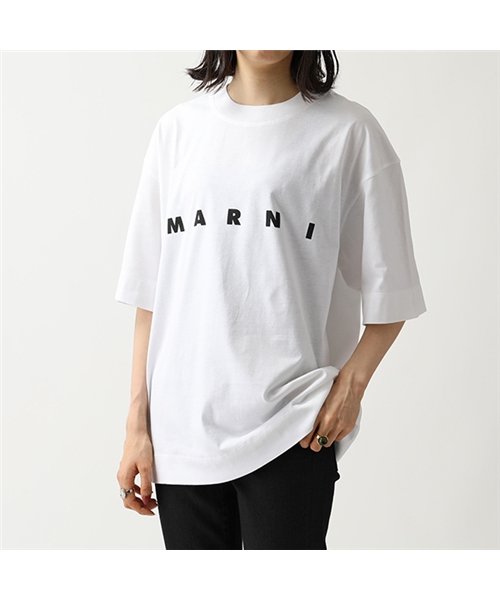 セール 16 Off Marni マルニ Thjet49epb Scp クルーネック オーバーサイズ 半袖 Tシャツ カットソー ロゴt L0w01 Lily White レ マルニ Marni D Fashion