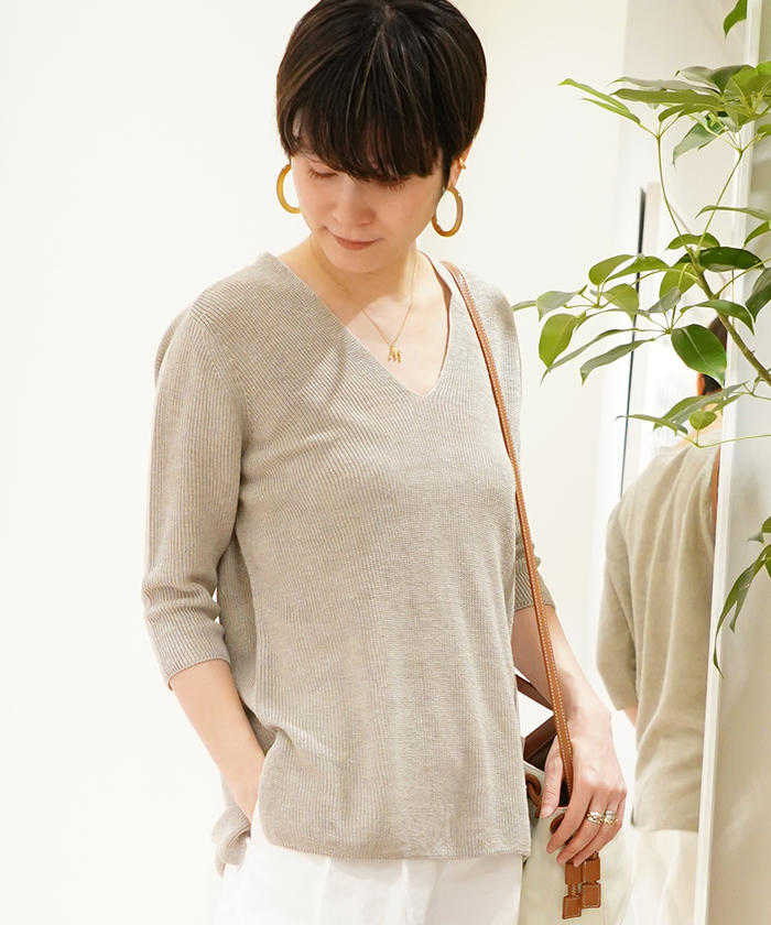 セール 30%OFF】リネンベーシック Vネックプルオーバー