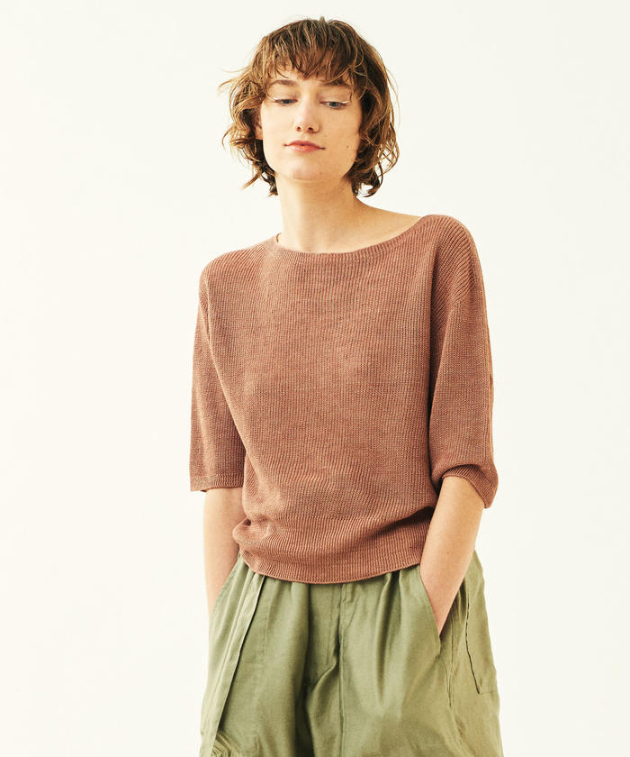 セール 30%OFF】リネンベーシック ボートネックプルオーバー