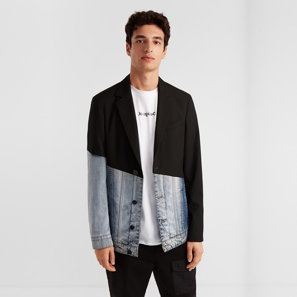 【美品】Desigual デシグアル ハイブリッドジャケット デニム×テーラード デシグアル ハイブリッドジャケット デニム × テーラード 黒