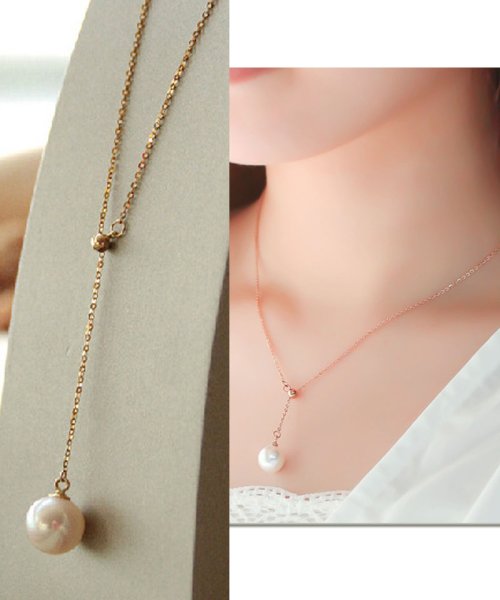 セール ネックレス 1粒パール Y字 ループネックレス ピンクゴールド シルバー アクセサリー 結婚式 ショッピングゴー Shoppinggo D Fashion