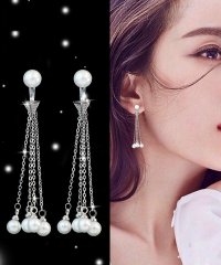 shoppinggo/揺れる パール ピアス ロング 2way ロングピアス アクセサリー ジュエリー レディース 人気アクセサリー/503048249