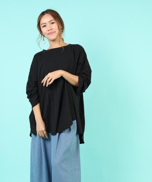 オーバーシルエット長袖tシャツ レディース 半袖 春新作 春夏 オーバー ビッグ 大きめ ゆったり リラックス 妊婦 カジュアルスタイル 楽 アウトドア Aimoha アイモハ Aimoha D Fashion