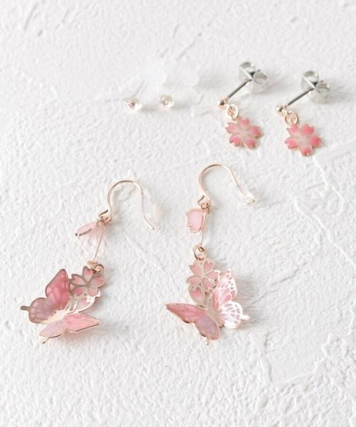 セール 桜 蝶セットピアス イッツデモ Its Demo D Fashion