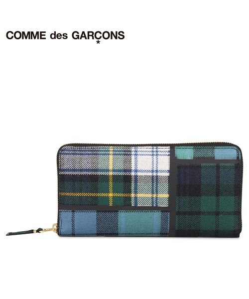 コムデギャルソン Comme Des Garcons 財布 長財布 メンズ レディース ラウンドファスナー 本革 タータンチェック Tartan Patchwo コムデギャルソン Commedesgarcons D Fashion