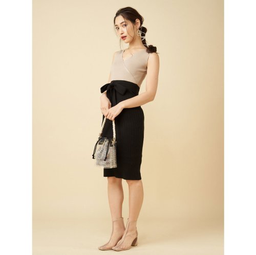 セール 配色カシュクールニットワンピース ロイヤルパーティー Royal Party D Fashion