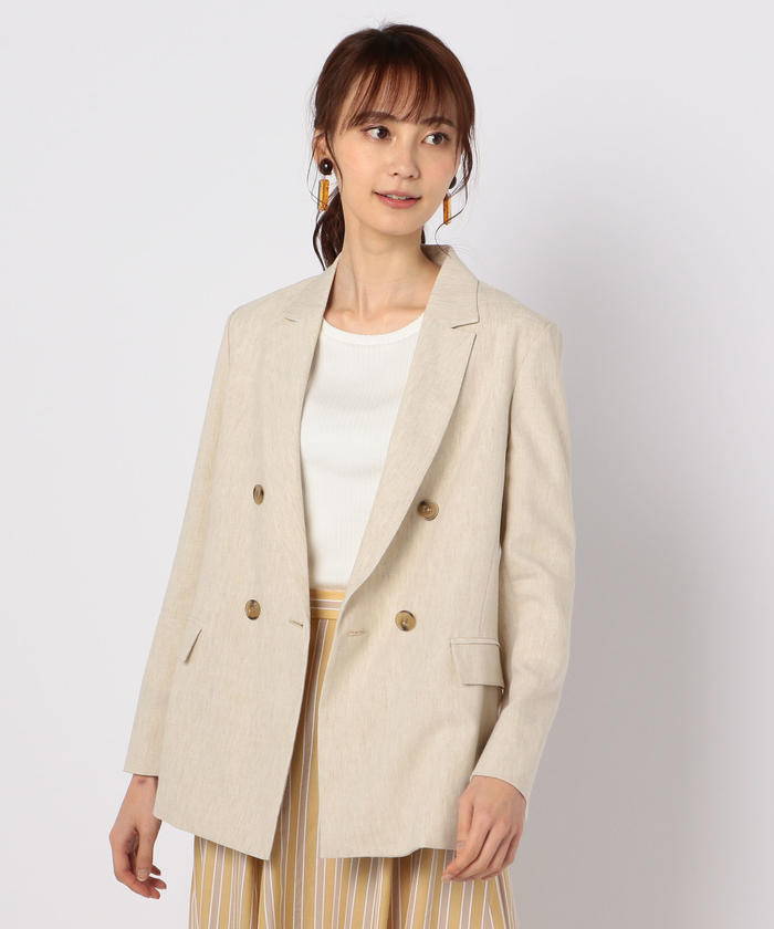 セール 30%OFF】麻混ドライツイルダブルジャケット(503046268