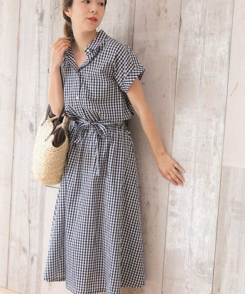 セール Tv着用 ギンガムチェックフレンチシャツワンピース プレフェリール Preferir D Fashion