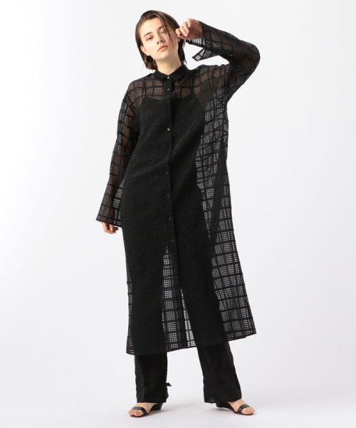 セール シースルーチェック マキシシャツワンピース Des Pres Des Pres D Fashion