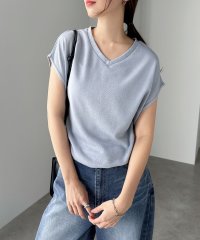 and　Me.../アンドミー andme フレンチスリーブ半袖VネックニットソーTシャツ/501031244