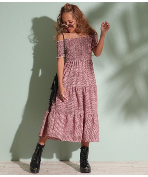 クーポン セール40 Off ギャザー切替オフショルダーワンピース アナップミンピ Anap Mimpi D Fashion