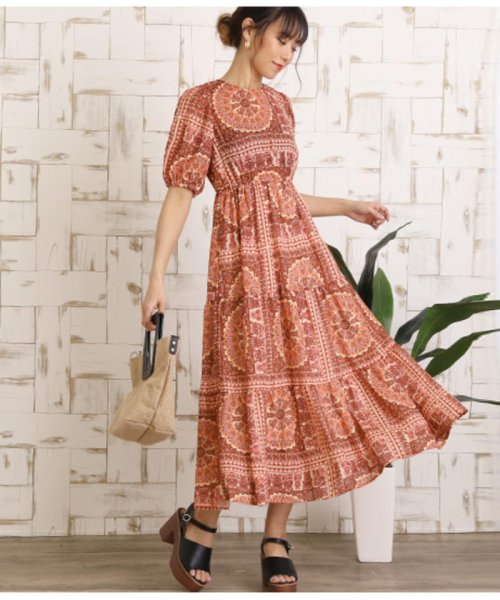 セール ペイズリー柄半袖マキシワンピース チル Chille D Fashion セール ペイズリー柄半袖マキシワンピース チル Chille D Fashion