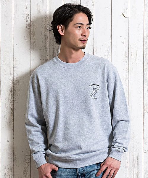 Cavaria キャバリア サーフガールプリントクルーネック長袖トレーナー キャバリア Cavaria D Fashion