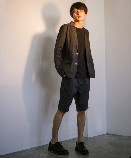 クーポン セットアップ メンズ テーラードジャケット 春秋 ハーフパンツ 膝上 ショートパンツ 上下セット スーツ カジュアル ストレッチ 2点セット シンプル Set ロッキーモンロー Rocky Monroe D Fashion