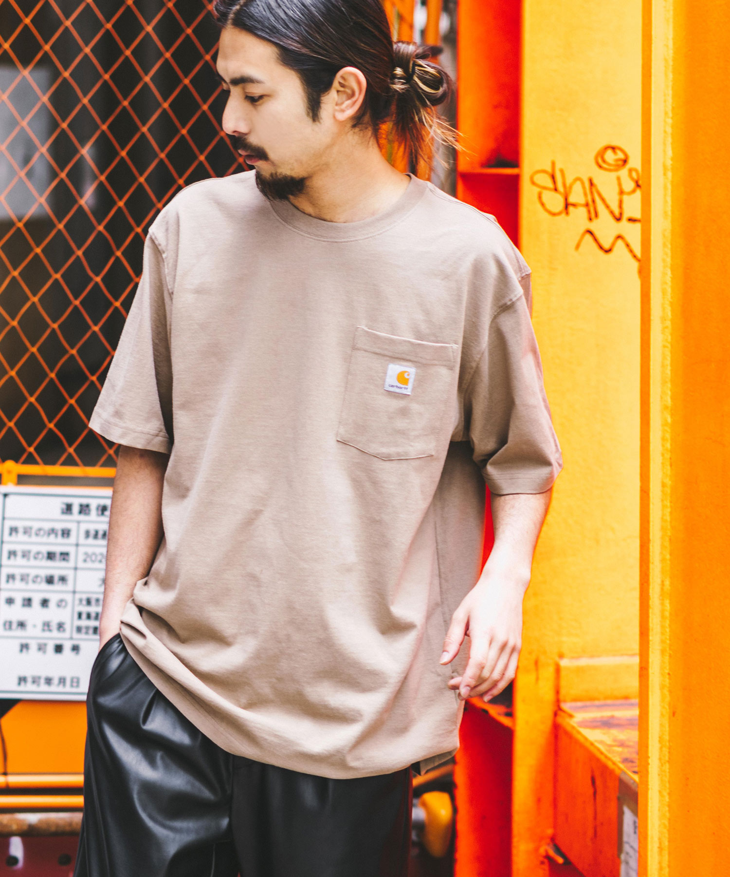 カーハート Carhartt カットオフ ワンポイントロゴポケットTシャツ レディースM /eaa173145
