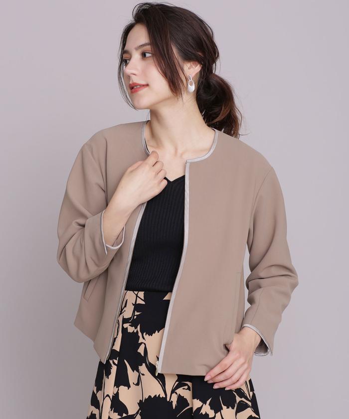 【T-ポイント5倍】 セール 50%OFF】Aperi/ダブルクロスノーカラーブルゾン ジャケット・アウター