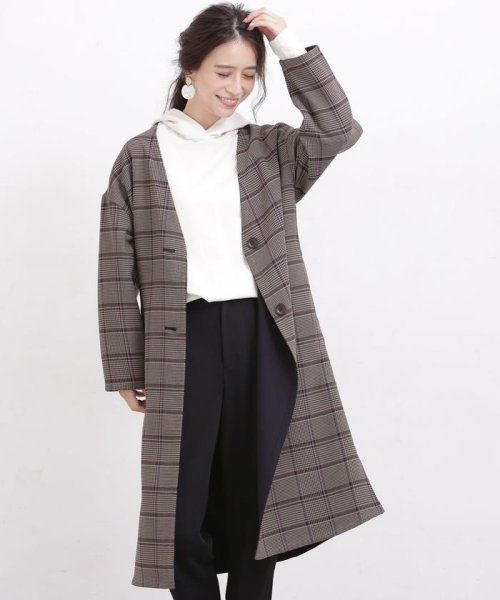 セール 70 Off Web限定 リバーシブルチェックノーカラーコート 503092439 ナノ ユニバース Nano Universe D Fashion