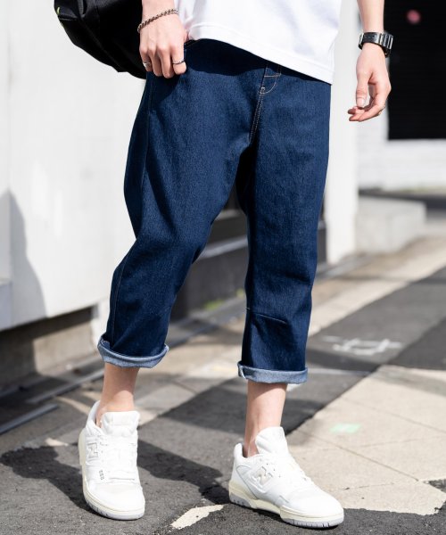クロップドパンツ メンズ ライトオンス ストレッチデニム サルエル