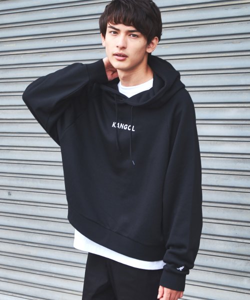 Kangol カンゴール プルオーバーパーカー ショート丈 メンズ ユニセックス レディース ラグランスリーブ シンプル ロゴ 刺繍 裏毛 綿 コットン ルーズ ロッキーモンロー Rocky Monroe D Fashion