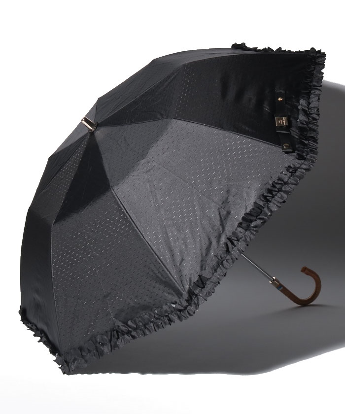 ランバンオンブルー 晴雨兼用折りたたみ傘　ドビーフリル LANVIN en Bleu（ランバン オン ブルー）晴雨兼用折りたたみ日傘