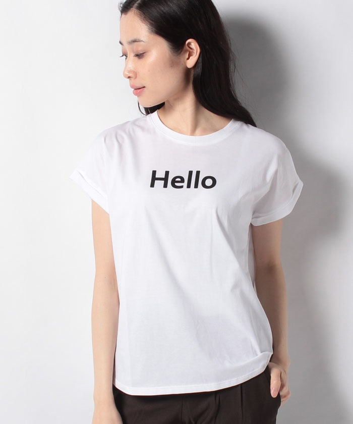 テレビで話題】 HELLOクルーネックコットンTシャツ comunidadaledar.org