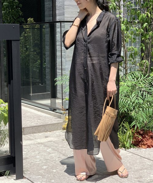 セール 70 Off バンドカラーシアーシャツワンピース アダム エ ロペ Adam Et Rope D Fashion