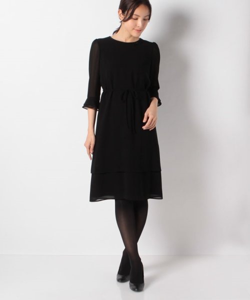 夏用喪服 礼服 フォーマル用 洗える ジョーゼットティアードワンピース ミッシェル クラン ノアール Michel Klein Noire D Fashion