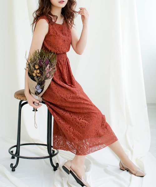 クーポン 花柄レースノースリーブマキシワンピース レディース ワンピース レース ロング 新色追加 ジュリアブティック Julia Boutique D Fashion