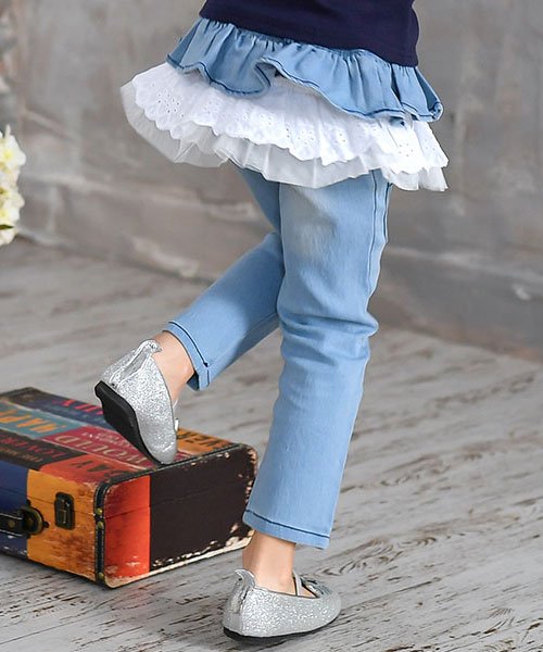 セール フリル スカート付きデニムパンツ 子供服bee 子供服bee D Fashion