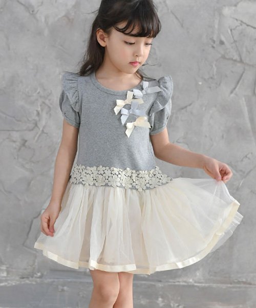 クーポン開催中 タイムセール62 Off 胸リボン切替えチュールワンピース 子供服bee 子供服bee D Fashion