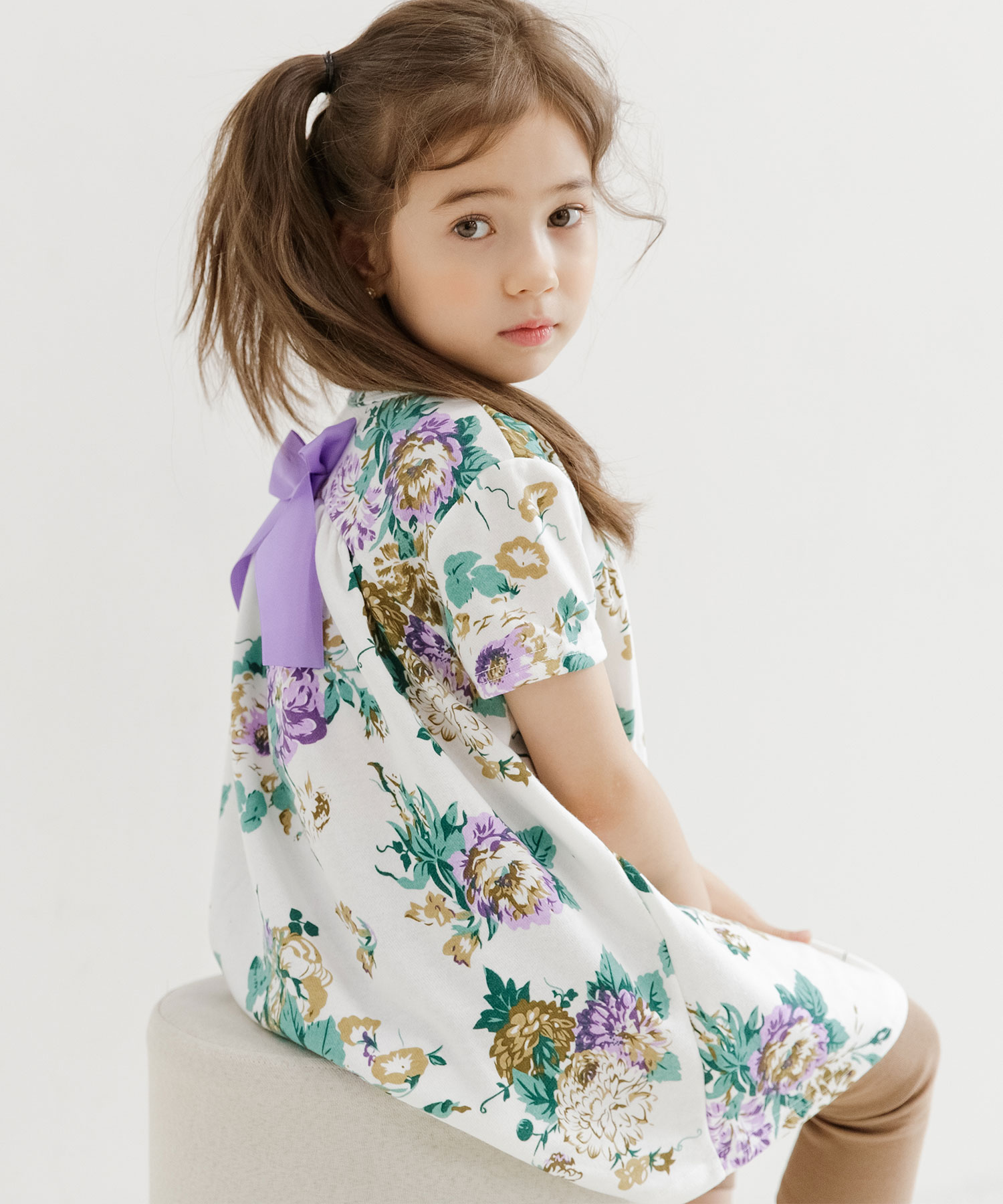 【クーポン】【セール 51%OFF】バックリボン×ギャザー花柄 【クーポン】【セール 51%OFF】バックリボン×ギャザー花柄