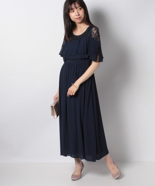 セール デコルテレースフリルセミロングドレス 503115675 インタープラネット ウィング Interplanet Wings D Fashion