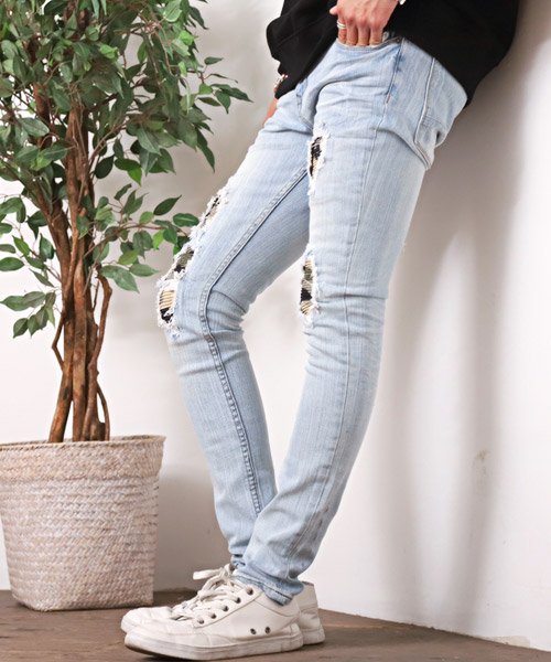 セール ダメージリペア迷彩じゃばら加工ストレッチスキニーデニムパンツ デニム スキニー パンツ メンズ リペア ダメージ 迷彩 カモ ストレッチ Bitter ビター系 ラグスタイル Luxstyle D Fashion セール ダメージリペア迷彩じゃばら加工ストレッチスキニーデニムパンツ デニム スキニー パンツ メンズ リペア ダメージ 迷彩 カモ ストレッチ Bitter ビター系 ラグスタイル Luxstyle D Fashion
