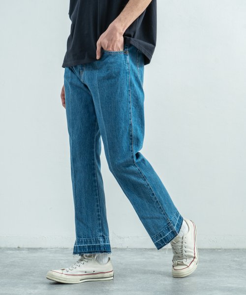 クーポン開催中 デニムパンツ メンズ レディース ジーンズ アンクル丈 ブーツカット フレアシルエット セルビッチ セルヴィッチ 日本製 国産 赤耳 リペア 綿 コットン セン ロッキーモンロー Rocky Monroe D Fashion