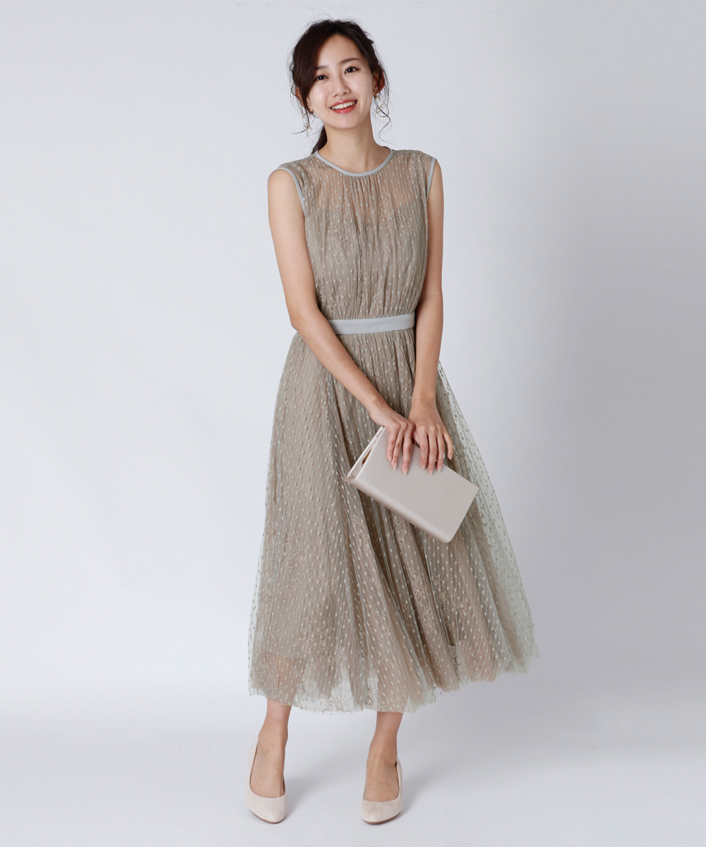 radiate the lifedress レースロングワンピース グレー-