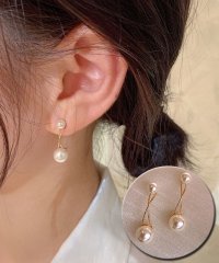 shoppinggo/ピアス レディース パール イヤリング シンプル かわいい 大人 卒園 卒業 フォーマル ダブルパール/503141345