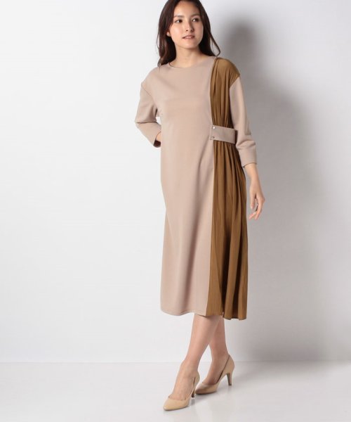 セール カットジョーゼットサイド異素材切替ワンピース インタープラネット Interplanet D Fashion