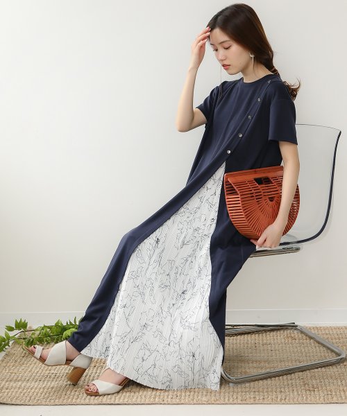 セール 大人気再々々々入荷 夏のおでかけはこれで決まり ボタン付きスリットプリーツワンピース 総合ランキング1位 ブージュルード Bou Jeloud D Fashion