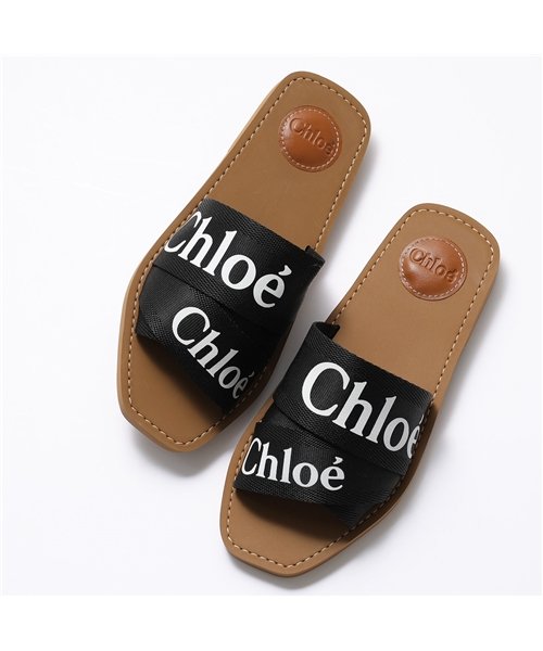 セール】【Chloe(クロエ)】CHC19U18808 WOODY ウッディ フラットミュール サンダル ロゴバンド 001/Black 靴 レディース(503156303)  クロエ(Chloe) d fashion