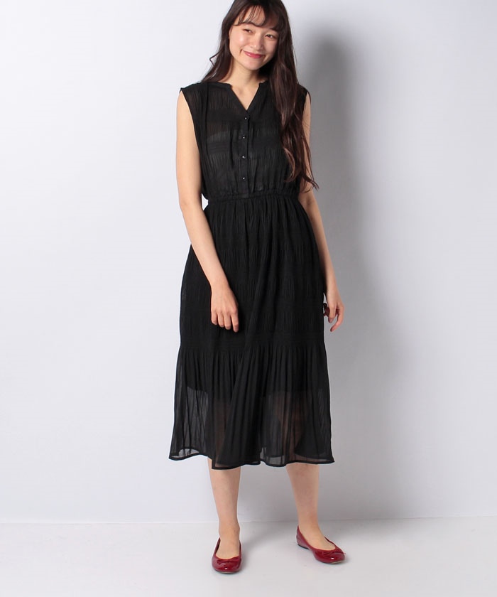 M-premier Black　プリーツカラー　ノースリーブ　ワンピース M-PREMIER BLACK ワンピース（プリーツカラーノースリーブ