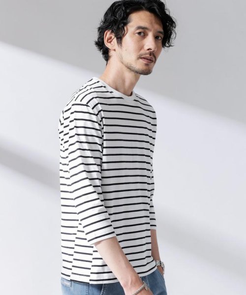 セール Switching Border 七分袖バスクカットソー ナノ ユニバース Nano Universe D Fashion