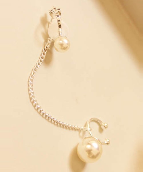 イヤーカフイヤリング レディース ロング パール付き アクセサリー シルバー ゴールド フェイクパール イヤーカフ チェーン ミニミニストア Miniministore D Fashion