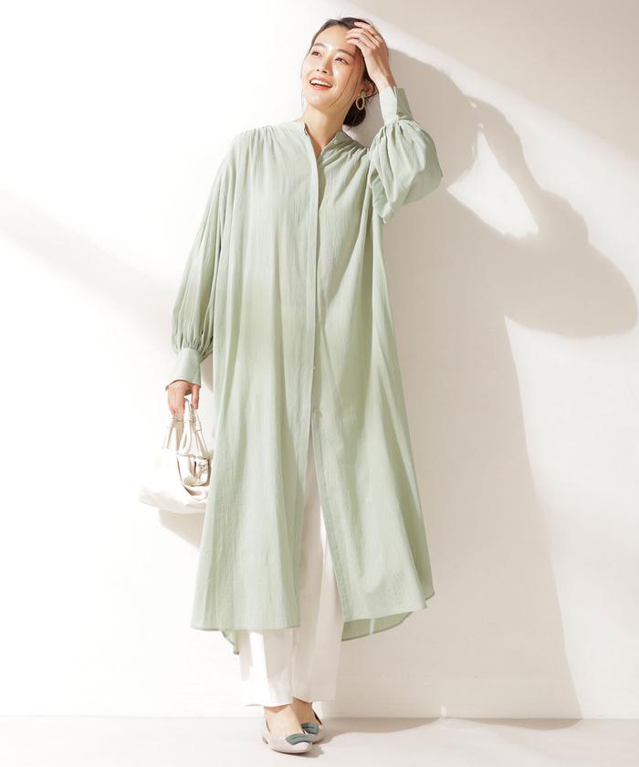 セール 60%OFF】コットンシフォンロングシャツワンピース