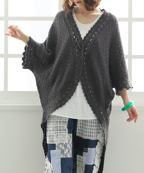 透かし編みドルマンニットカーディガン オシャレウォーカー Osharewalker D Fashion 透かし編みドルマンニットカーディガン オシャレウォーカー Osharewalker D Fashion