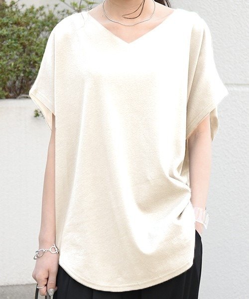 セール And It Beコルテvネックドルマンカットソー 半袖 日本製 レディース トップス Tシャツ カットソー アイボリー ライトカーキ ライトブラウン アンドイット And It D Fashion