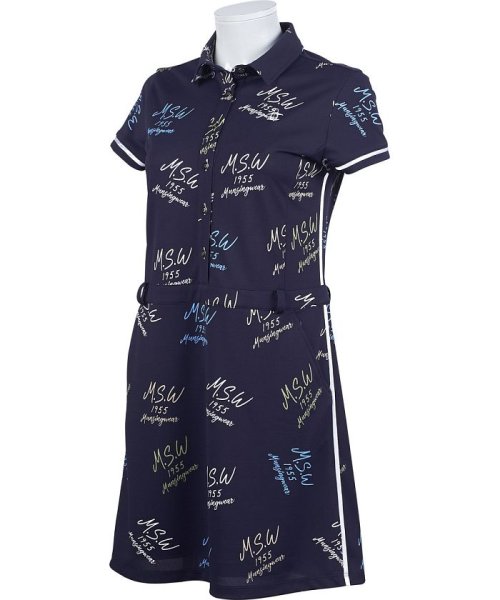 セール 吸汗速乾 アウトラスト鹿の子総柄プリントワンピース ss マンシングウェア Munsingwear D Fashion