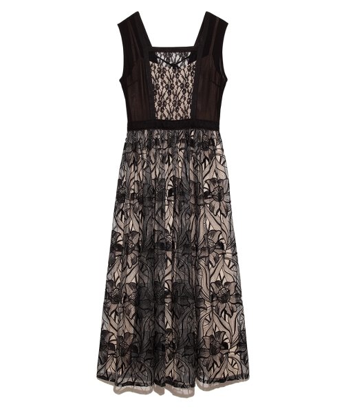 シアーレース切替ドレス リリー ブラウン Lily Brown D Fashion