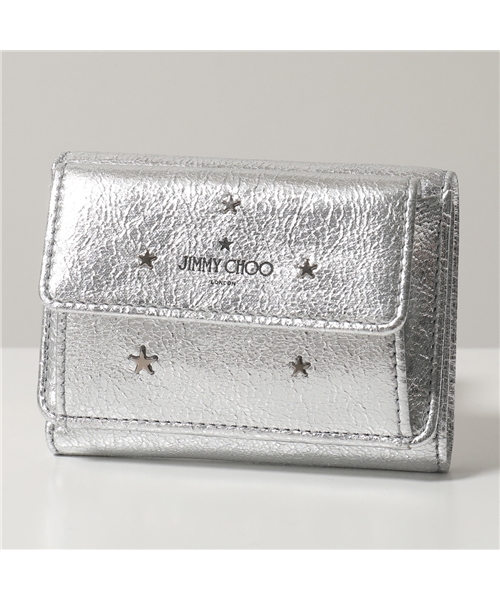 セール 27%OFF】【Jimmy Choo(ジミーチュウ)】NEMO DMF メタリックレザー スタースタッズ装飾 三つ折り財布 ミニ財布 豆財布  SILVER/GUNMETAL (503196249) | ジミーチュウ(JIMMY CHOO) - d fashion