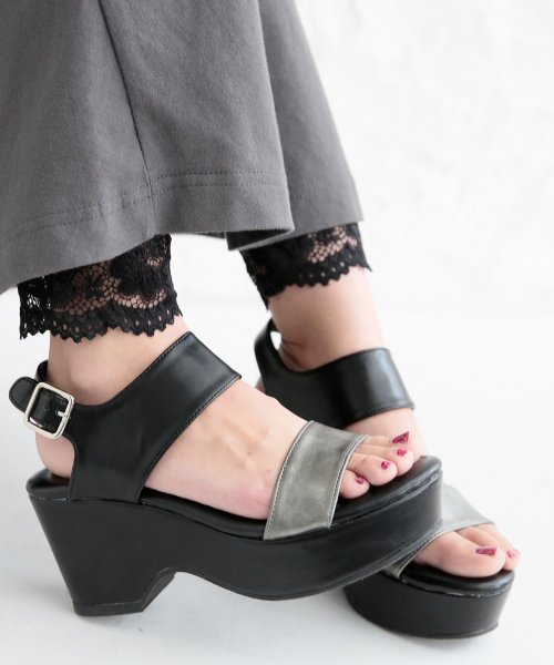 Norバイカラーウェッジソールサンダル 503203295 オシャレウォーカー Osharewalker D Fashion